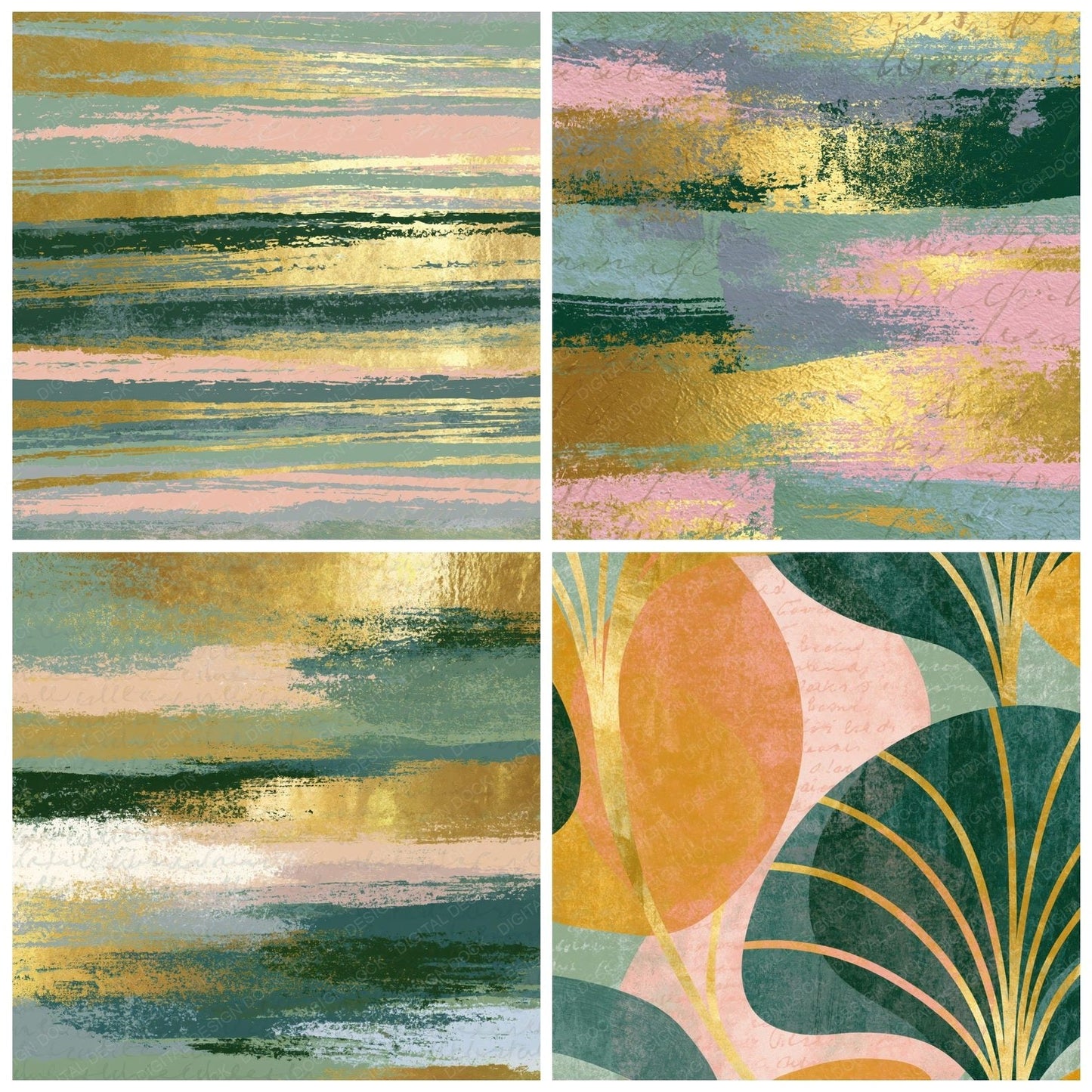 Screenprint Sage Primrose Abstract (3) Digital Paper Pack (DDD016200)