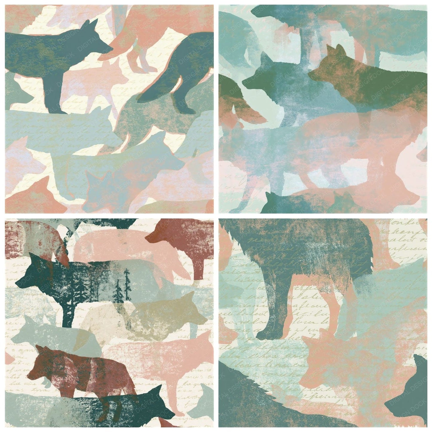 Screenprint Wild Dogs Blush Mint Seamless Digital Paper Pack (DDD016202)