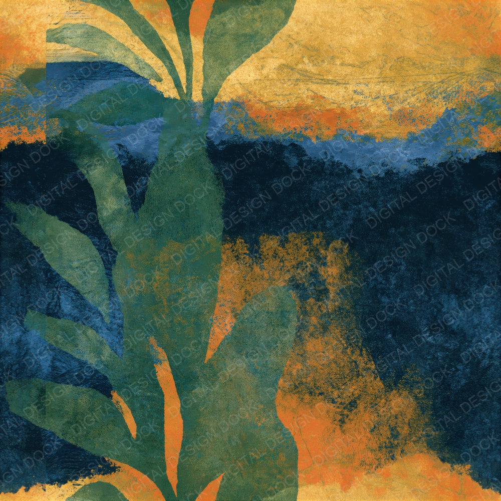Lithograph Palm Ochre Midnight Seamless Digital Paper Pack (DDD016212)