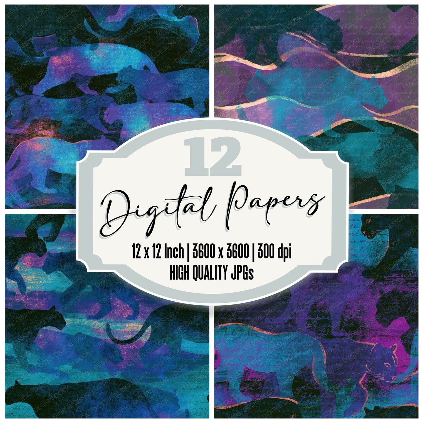 Lithograph Puma Cyan Violet Seamless Digital Paper Pack (DDD016213)