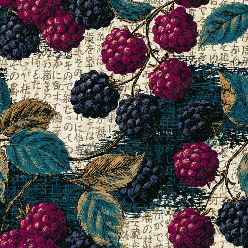 Scratchboard Blackberries Plum Cream Digital Paper Pack (DDD016216)