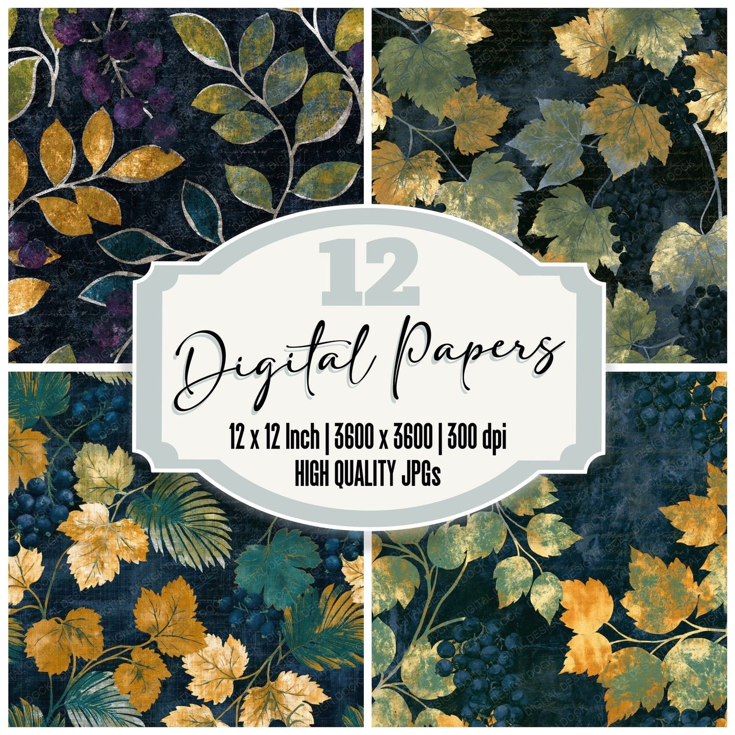 Scratchboard Blackcurrant Ochre Midnight Digital Paper Pack (DDD016217)