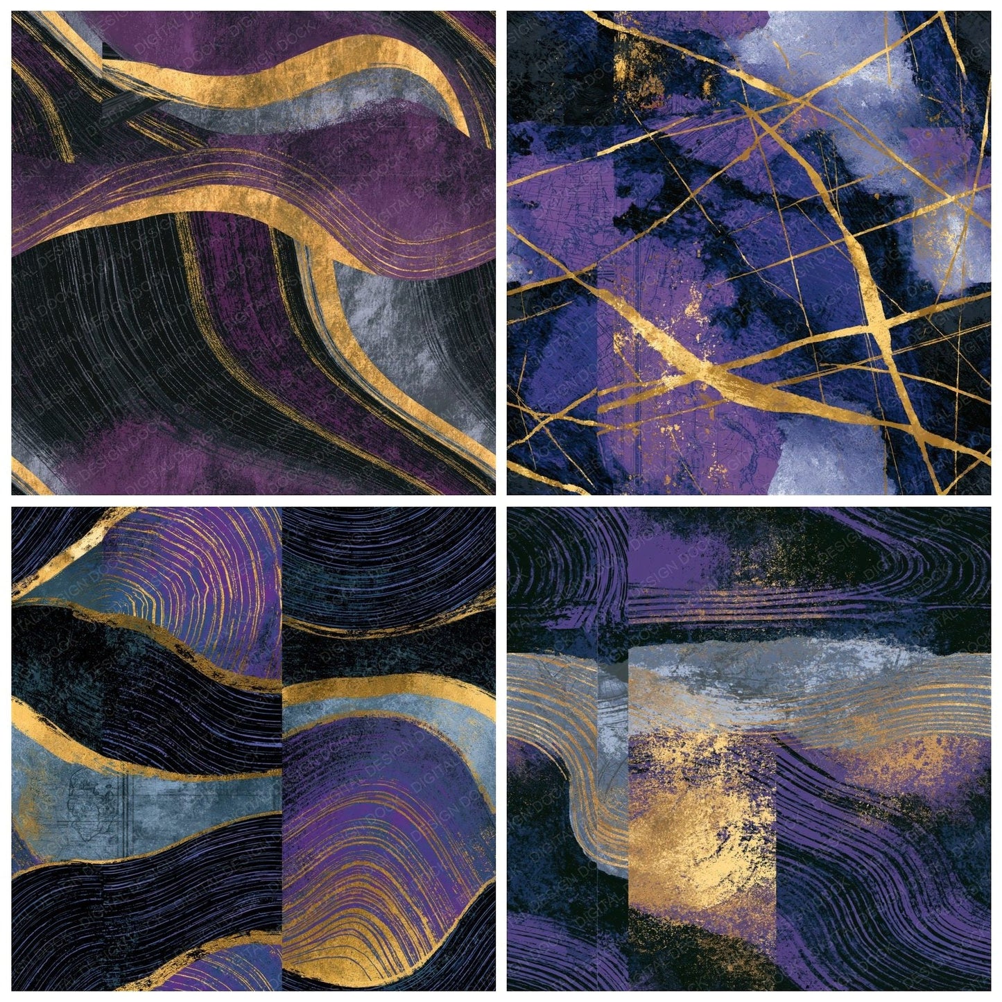 Scratchboard Purple Silver Tonal Seamless Digital Paper Pack (DDD016219)