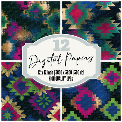Risograph Navajo Weaving Neon Magenta Seamless Digital Paper Pack (DDD016232)