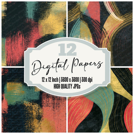 Scratchboard Mint Strawberry Lemon Abstract Seamless Digital Paper Pack (DDD016234)