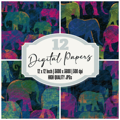 Screenprint Elephants Neon Magenta Digital Paper Pack (DDD016237)