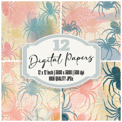 Woodblock Spider Web Gelato Cream Digital Paper Pack (DDD016244)