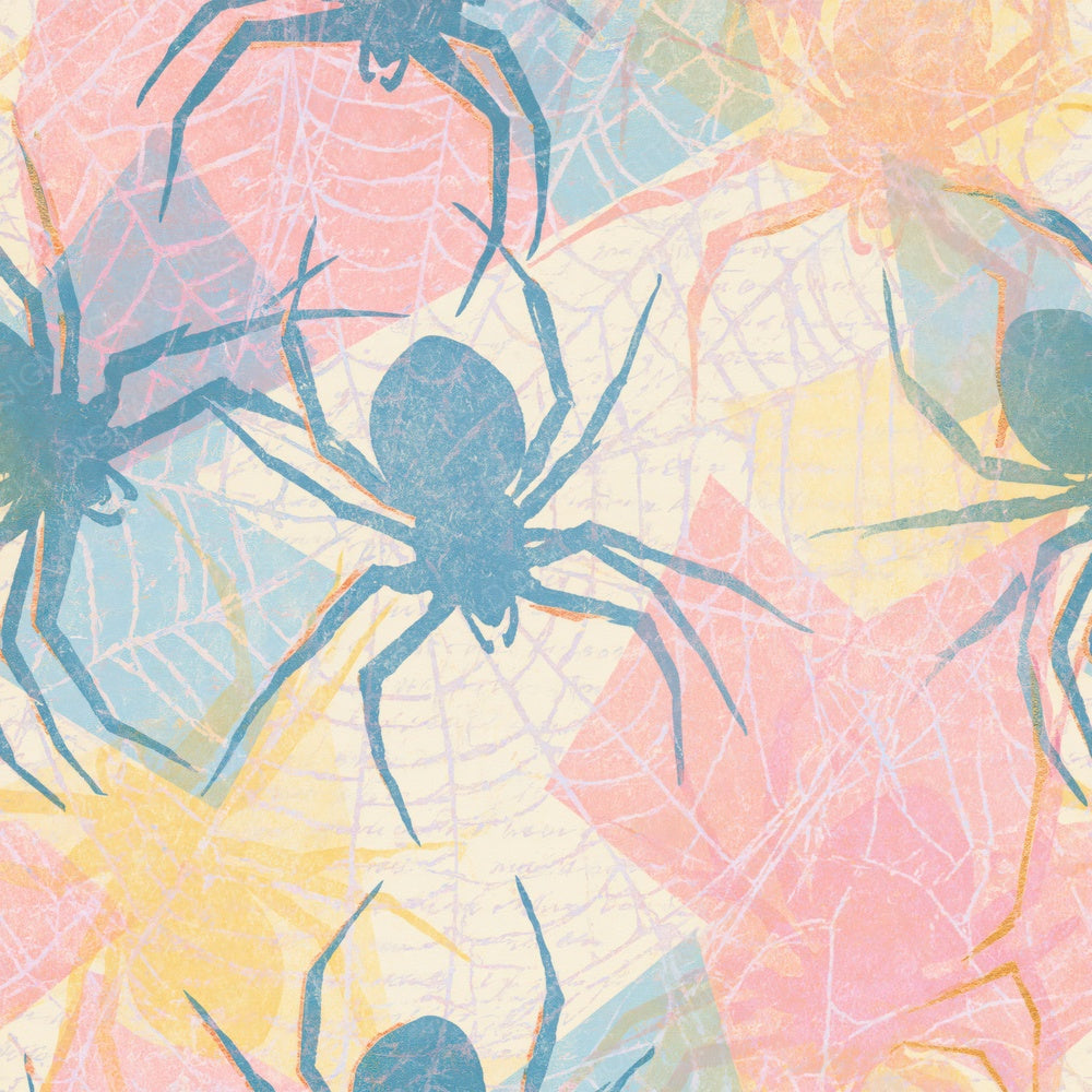 Woodblock Spider Web Gelato Cream Digital Paper Pack (DDD016244)