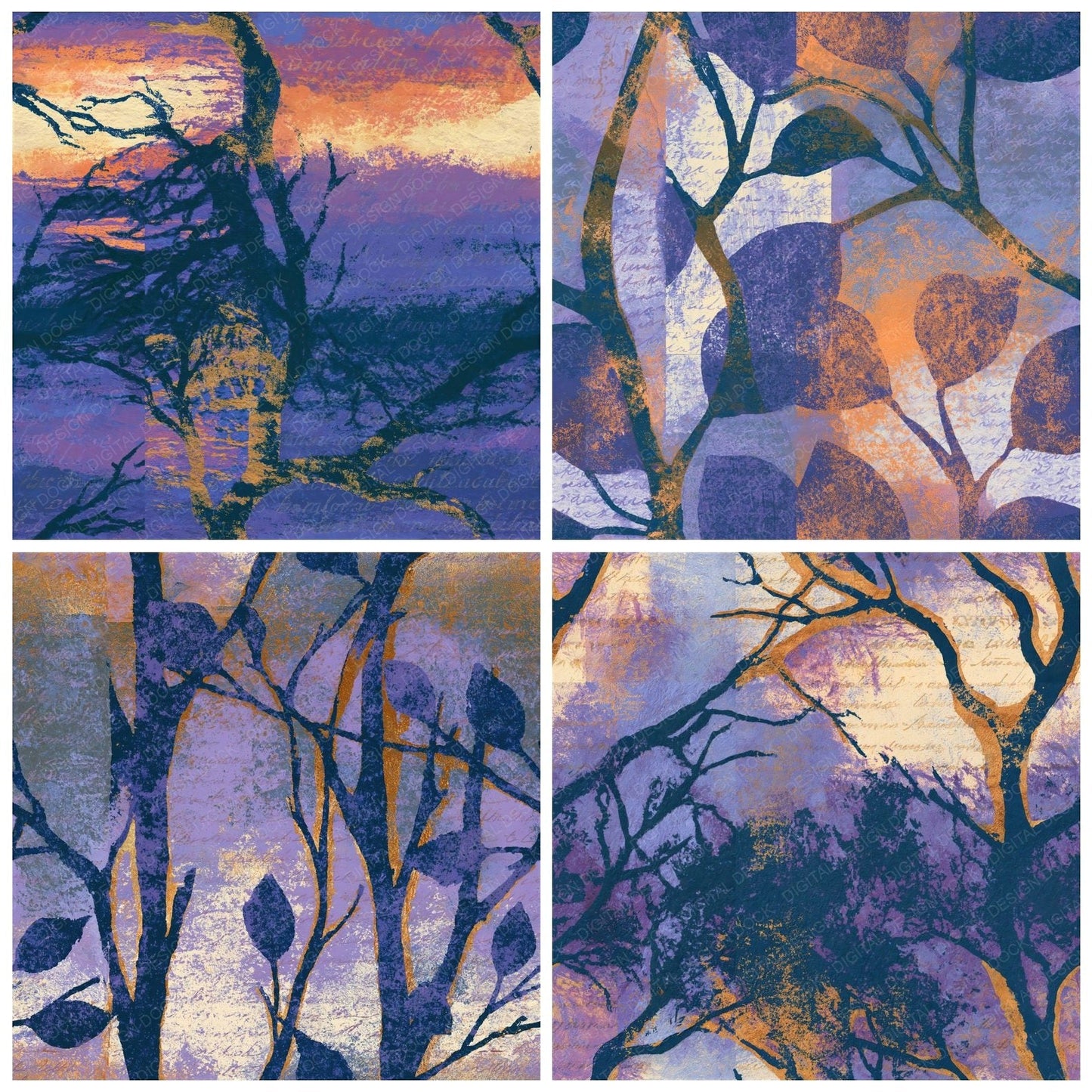 Indian Block Mangrove Lavender Seamless Digital Paper Pack (DDD016246)