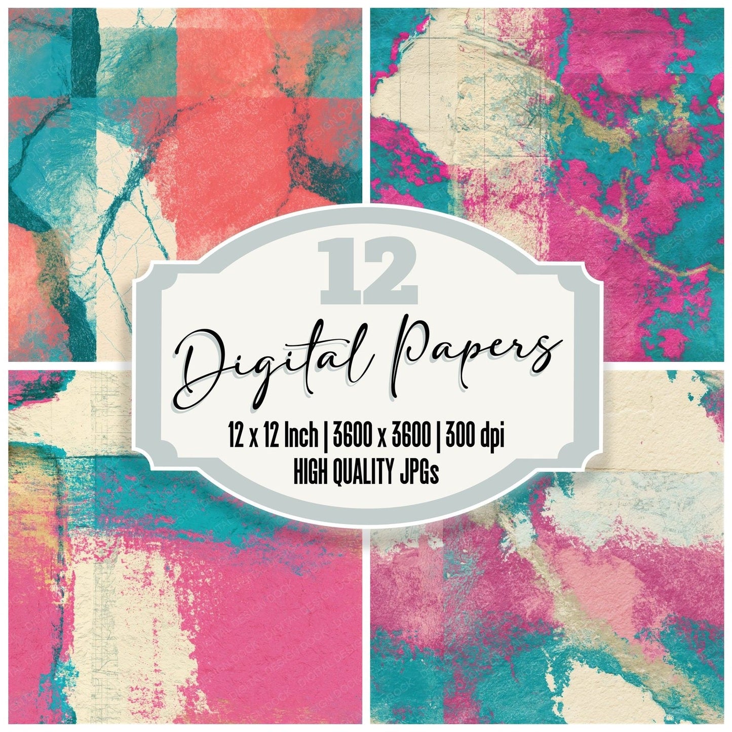 Lithograph Bubblegum Turquoise Tonal Seamless Digital Paper Pack (DDD016249)