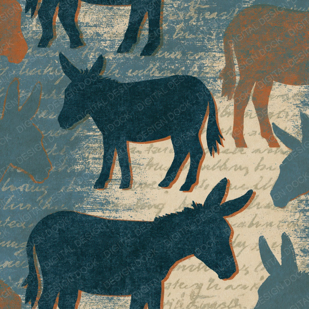 Risograph Donkeys Slate Rust Digital Paper Pack (DDD016277)