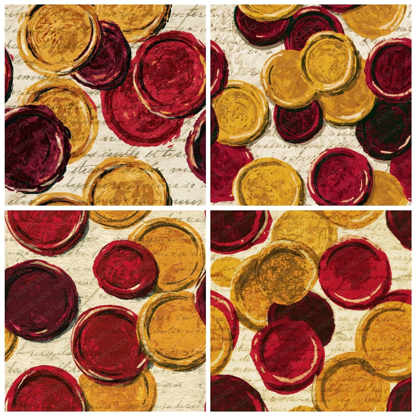 Toulouse Lautrec Wax Seals Curry Pomegranate Seamless Digital Paper Pack (DDD016282)