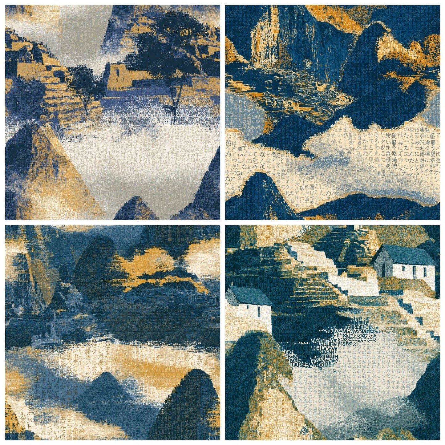 ASCII Machu Picchu Slate Butter Seamless Digital Paper Pack (DDD016285)