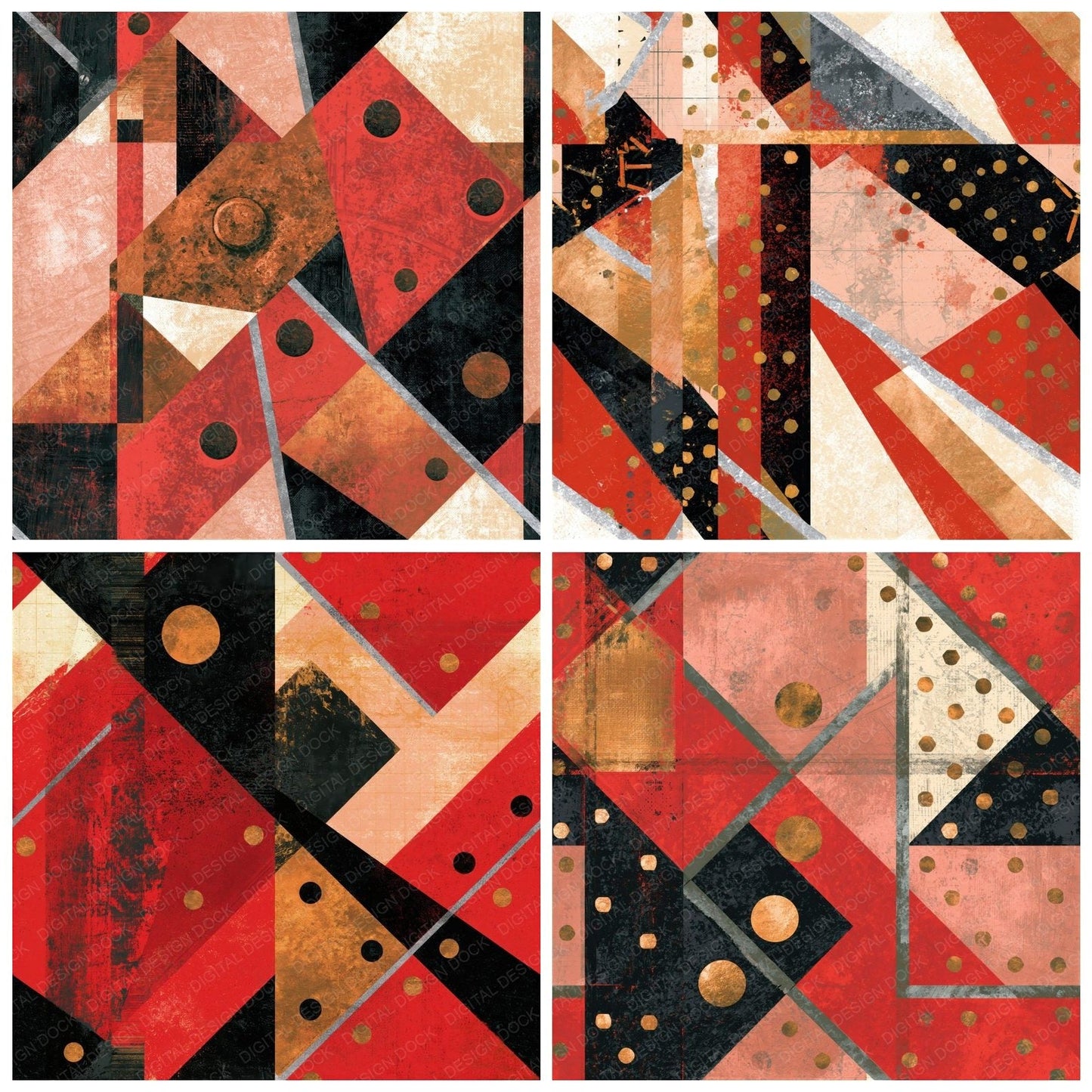 Constructivist Rivets Copper Blush Seamless Digital Paper Pack (DDD016287)