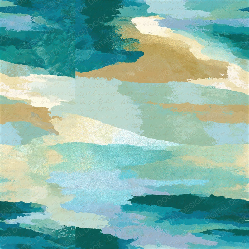 Flat Vector Seafoam Turquoise Abstract Seamless Digital Paper Pack (DDD016290)