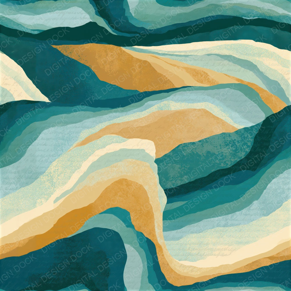 Flat Vector Seafoam Turquoise Abstract Seamless Digital Paper Pack (DDD016290)