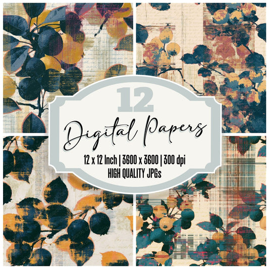 Glitch Crabapples Slate Butter Seamless Digital Paper Pack (DDD016291)