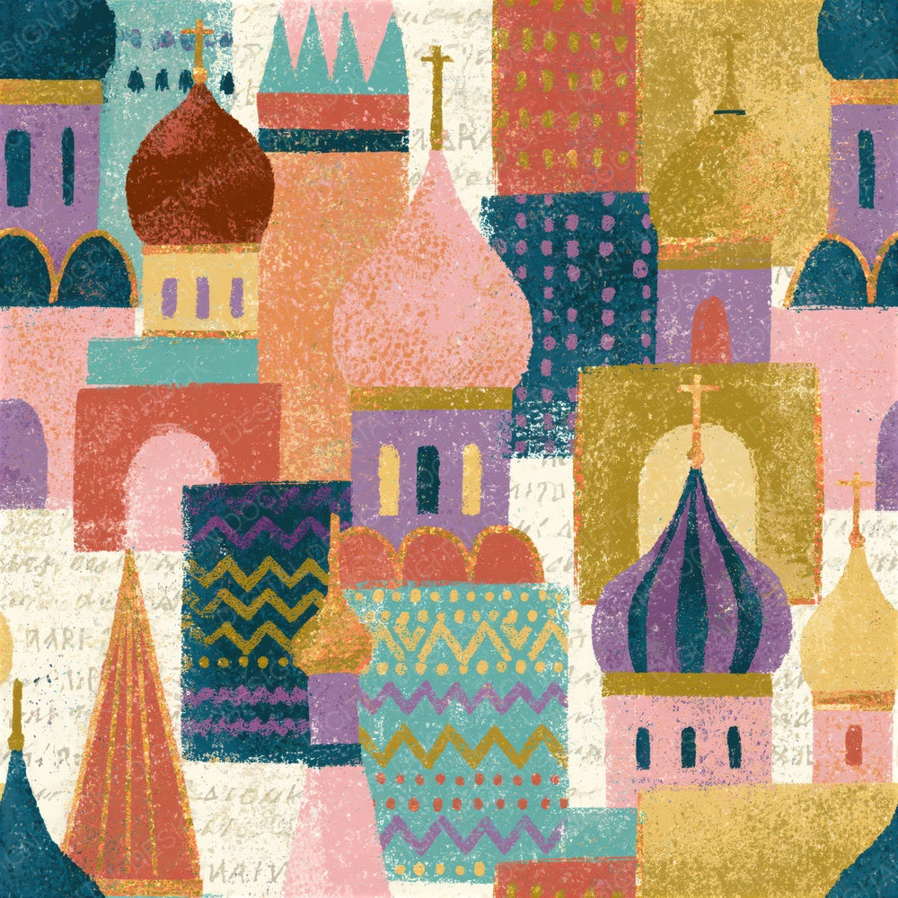Memphis Kremlin Domes Pastel Seamless Digital Paper Pack (DDD016294)