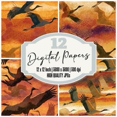Pixel Cranes Turmeric Sand Seamless Digital Paper Pack (DDD016297)