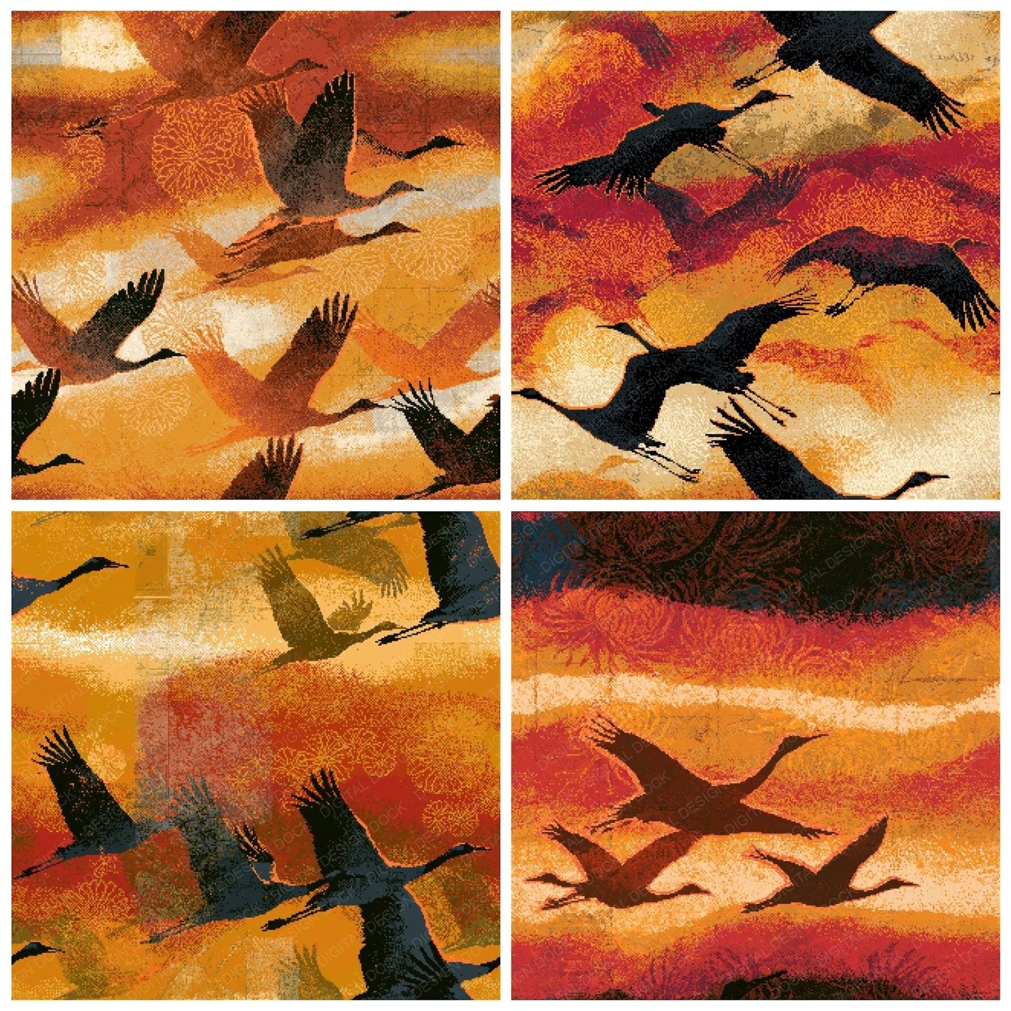 Pixel Cranes Turmeric Sand Seamless Digital Paper Pack (DDD016297)