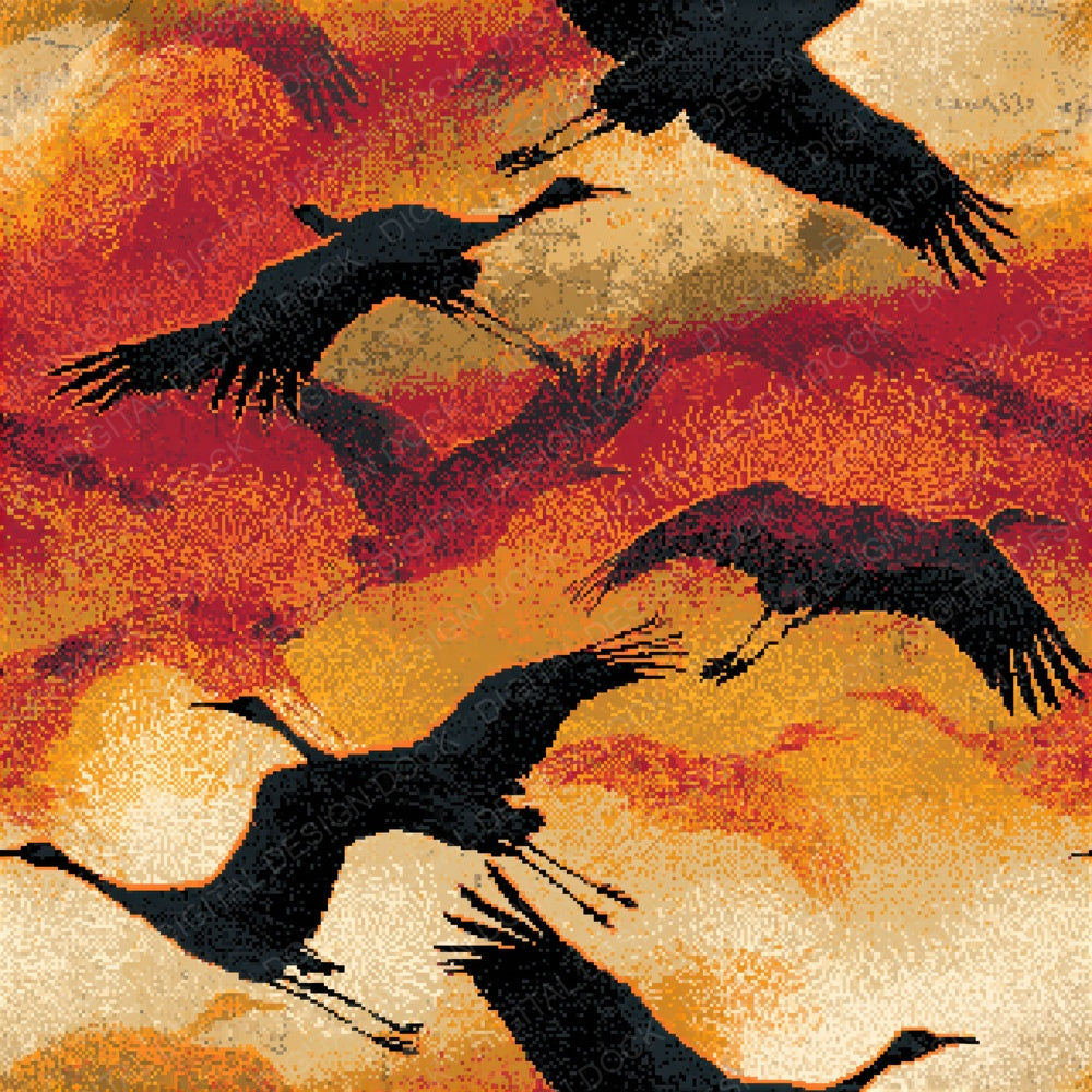 Pixel Cranes Turmeric Sand Seamless Digital Paper Pack (DDD016297)