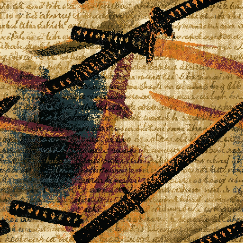 Pixel Samurai Swords Sepia Seamless Digital Paper Pack (DDD016298)
