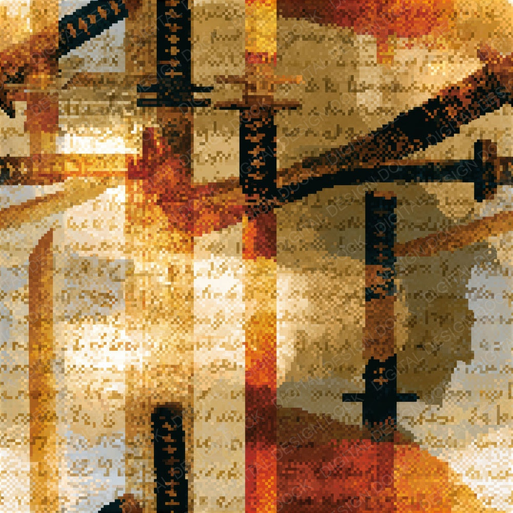 Pixel Samurai Swords Sepia Seamless Digital Paper Pack (DDD016298)