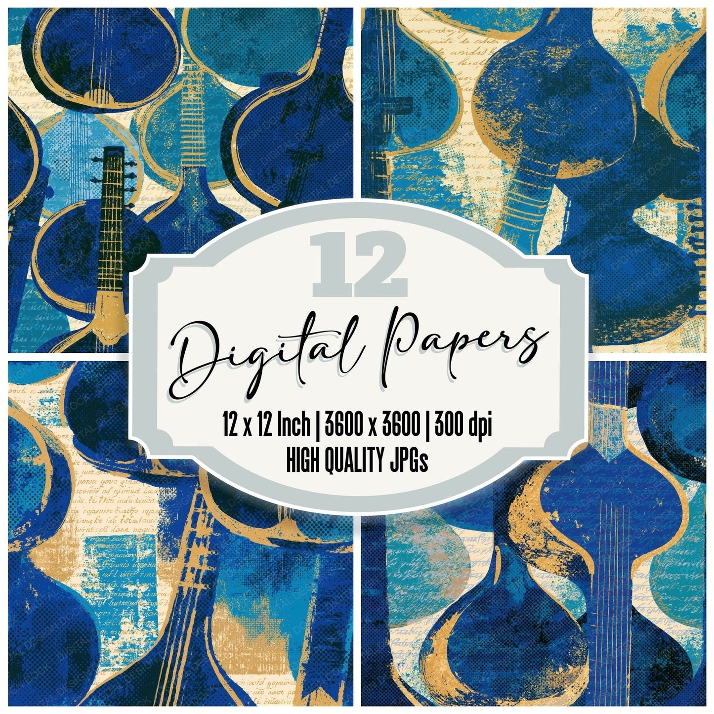 Comic Book Sitars Sapphire Ivory Seamless Digital Paper Pack (DDD016307)