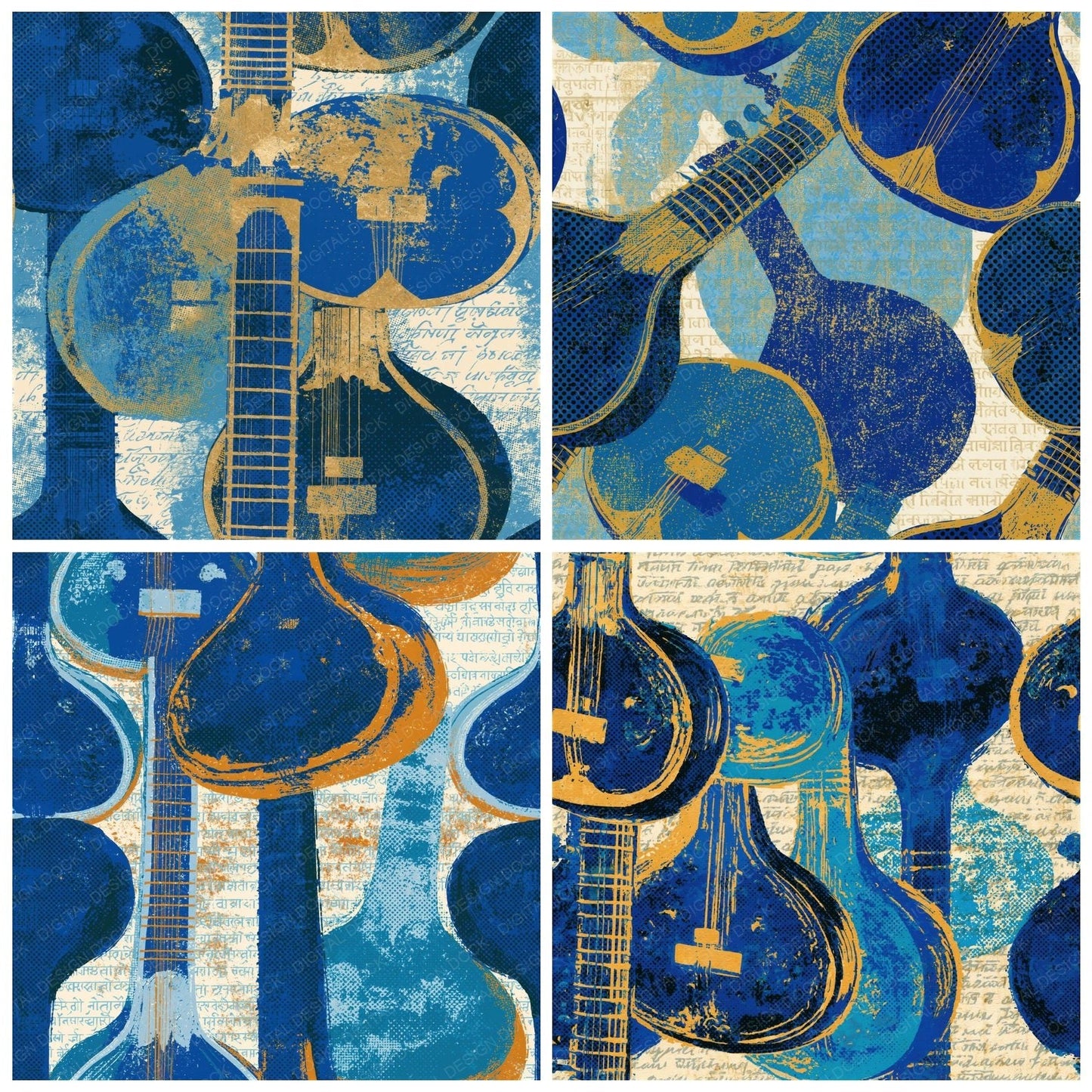 Comic Book Sitars Sapphire Ivory Seamless Digital Paper Pack (DDD016307)
