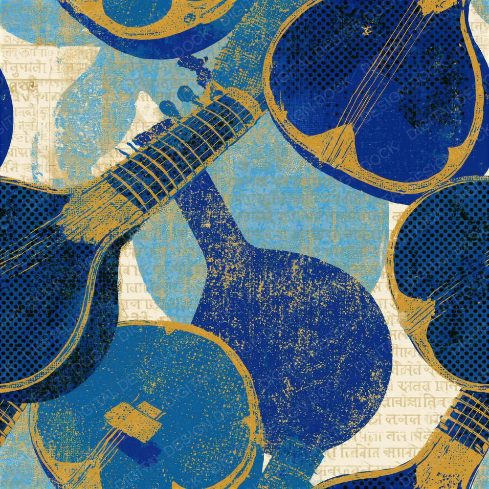 Comic Book Sitars Sapphire Ivory Seamless Digital Paper Pack (DDD016307)