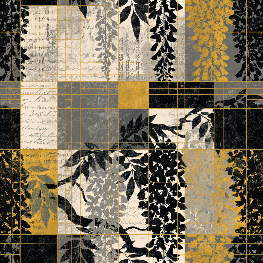 De Stijl Wisteria Bone Gold Seamless Digital Paper Pack (DDD016309)
