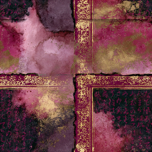 Illuminated Manuscript Blackberry Burgundy Abstract Seamless Digital Paper Pack (DDD016312)