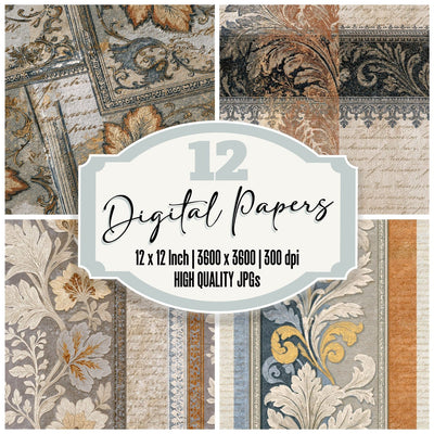 Victorian Oat Linen Pebble Tonal Seamless Digital Paper Pack (DDD016321)