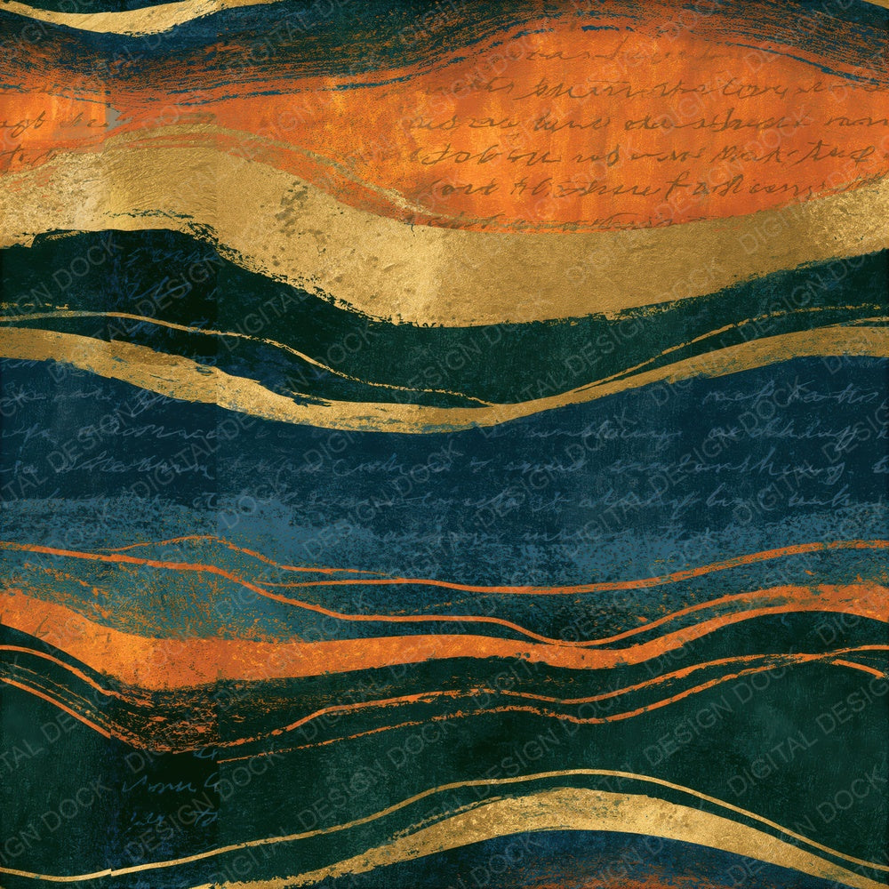 Woodblock Midnight Copper Navy Abstract Seamless Digital Paper Pack (DDD016322)