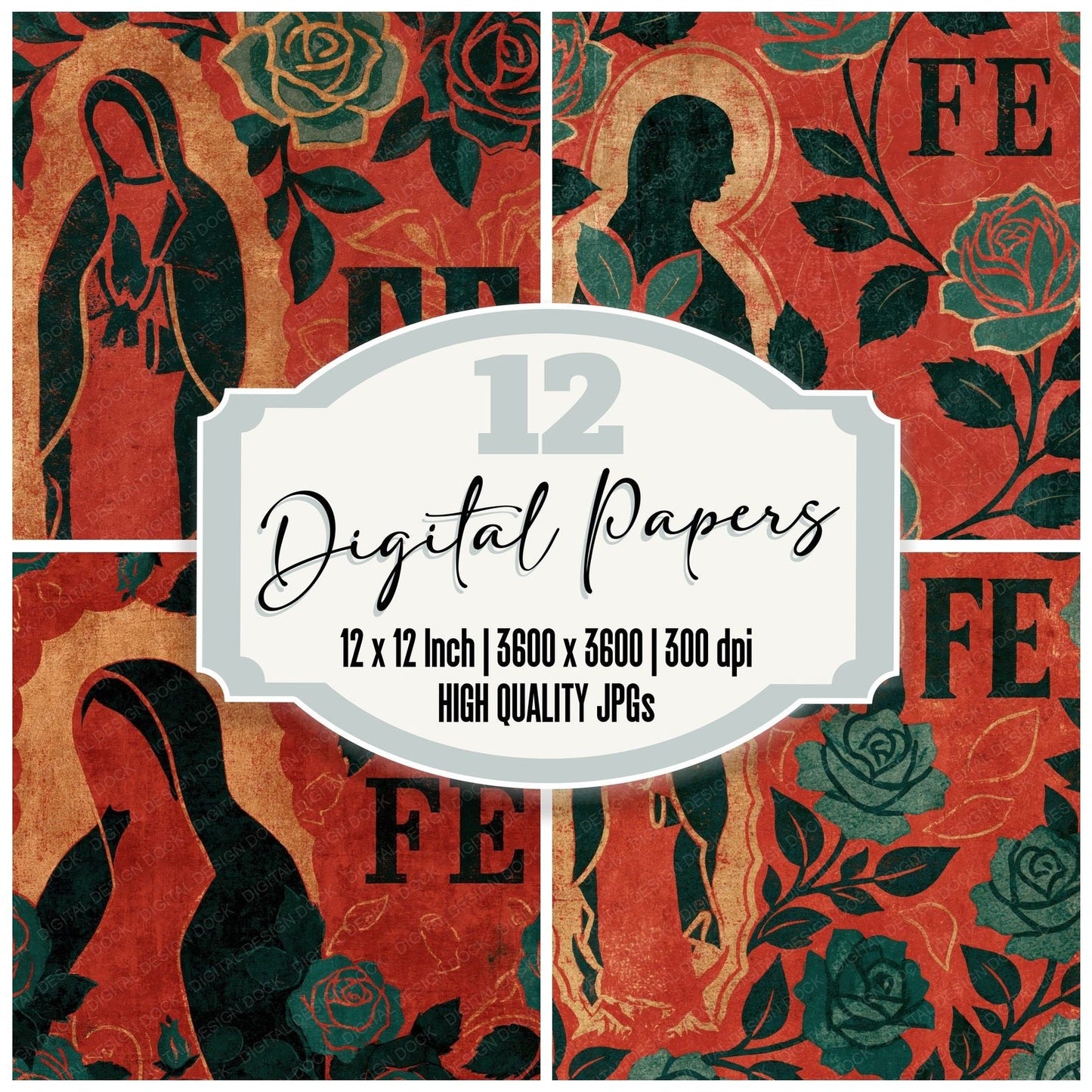 Mexico Guadalupe Fe Brick Digital Paper Pack (DDD016334)