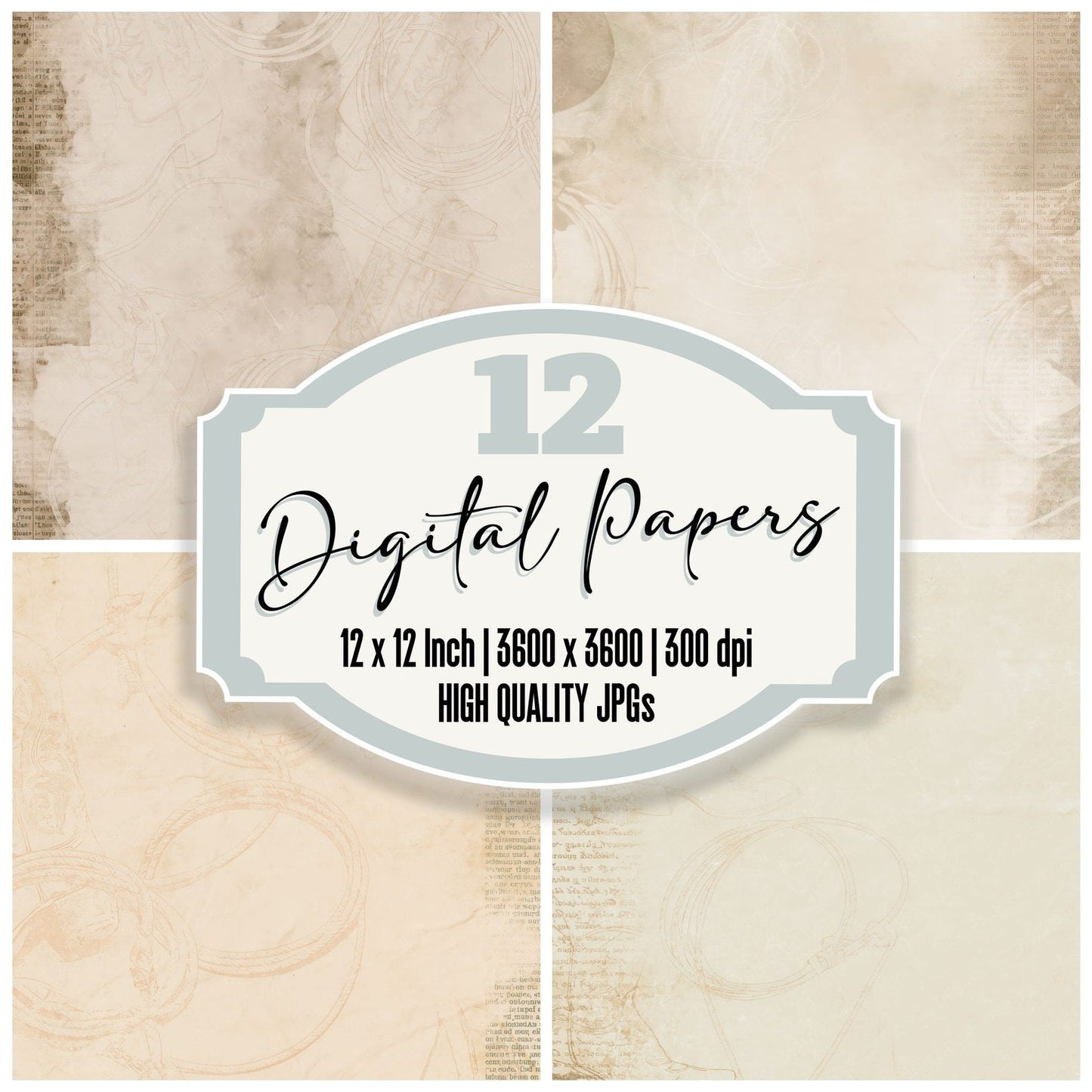 Americana Cowboy Saddle Oatmeal Digital Paper Pack (DDD016345)
