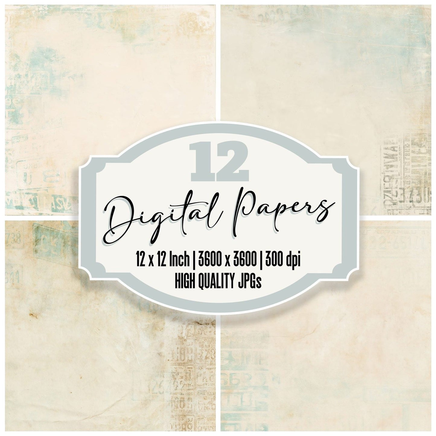 Americana License Plate Teal Digital Paper Pack (DDD016346)