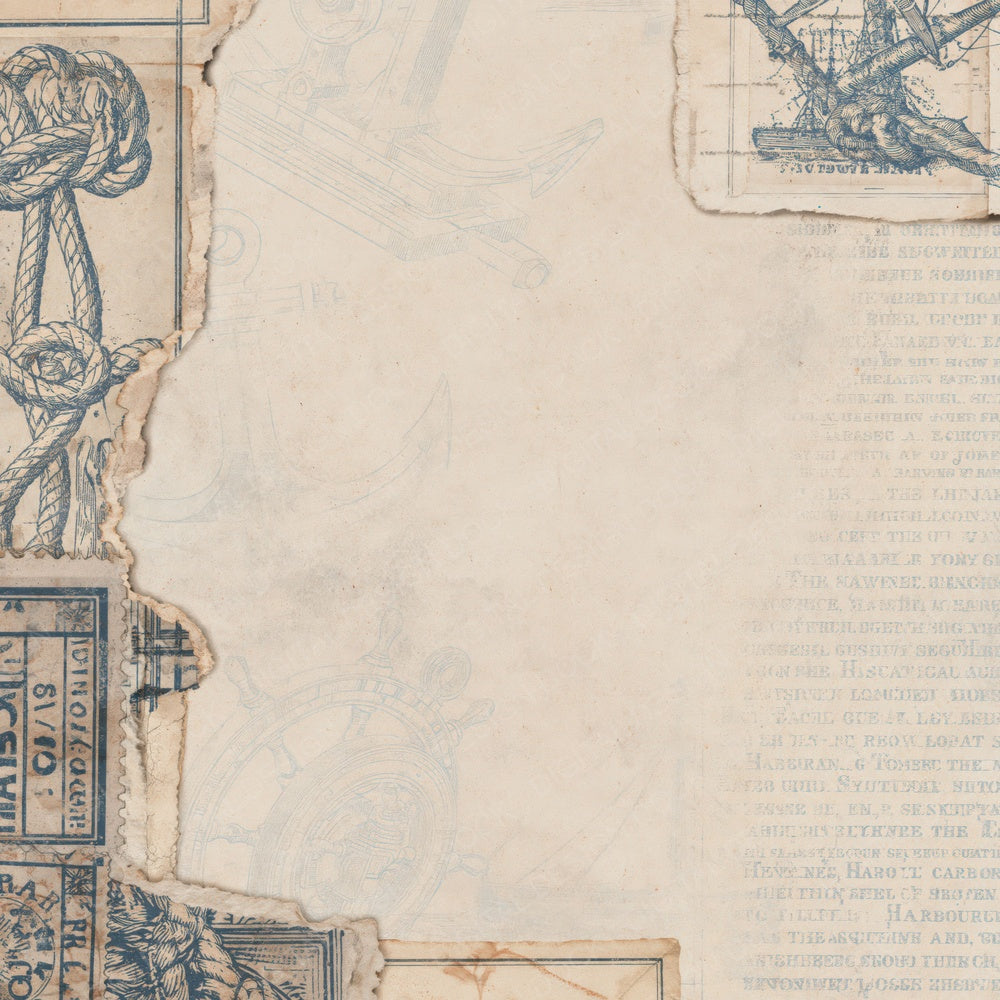 Nautical Anchor Sextant Indigo Digital Paper Pack (DDD016359)