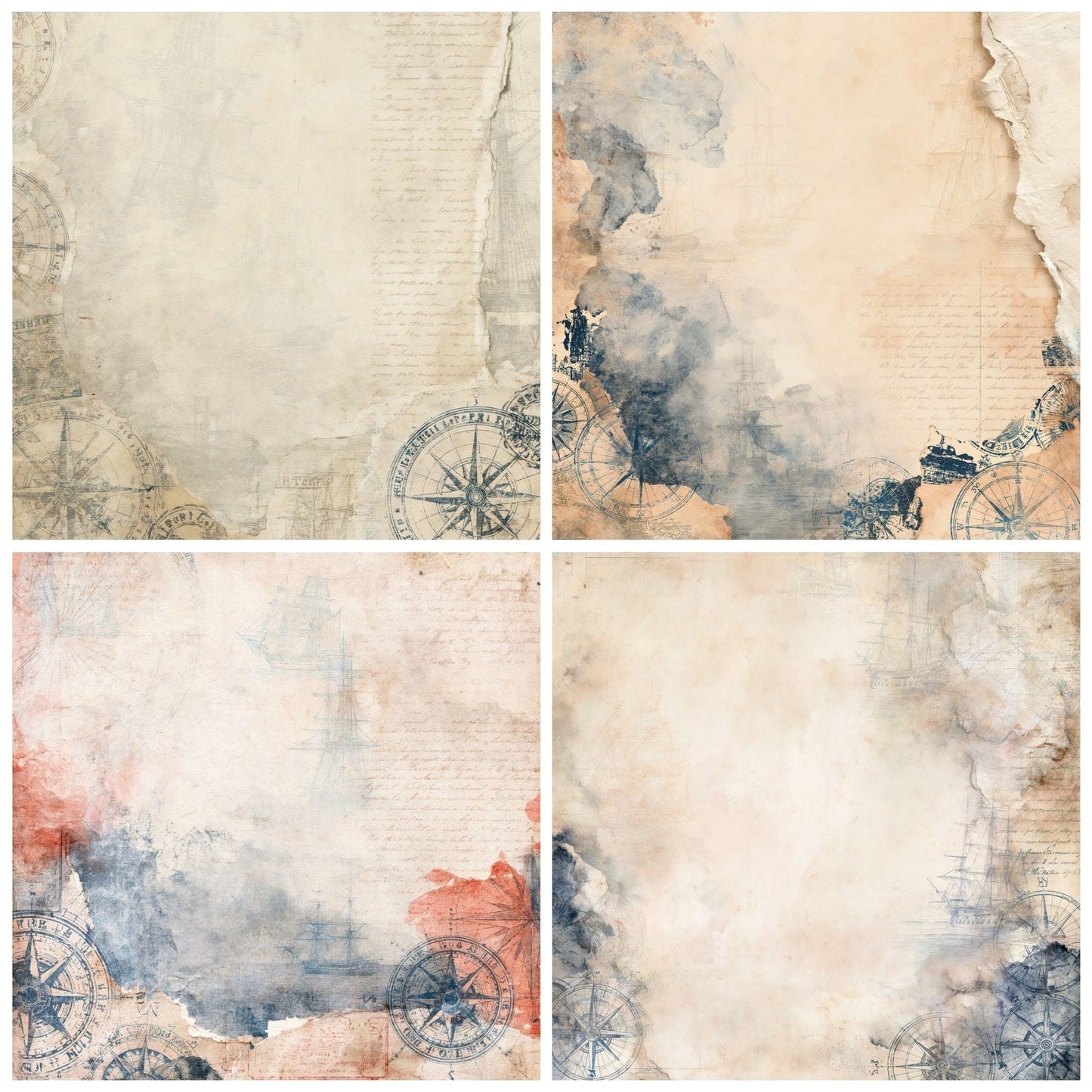 Nautical Ship Chart Navy Digital Paper Pack (DDD016361)