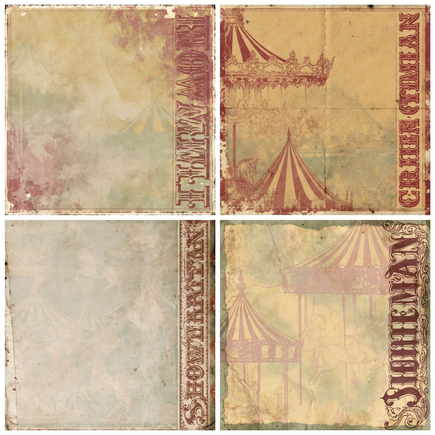 Carnival Carousel Mustard Burgundy Digital Paper Pack (DDD016367)