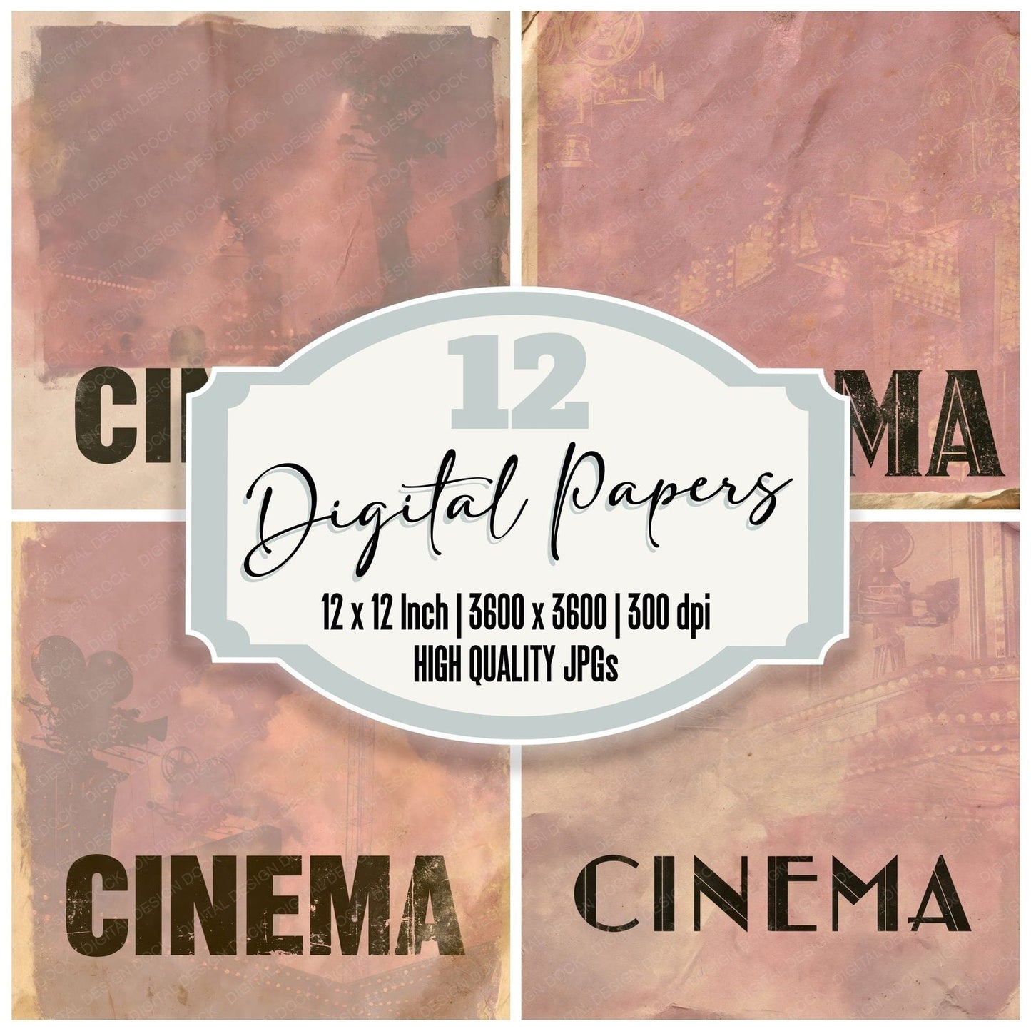 Cinema Reel Plum Champagne Digital Paper Pack (DDD016372)