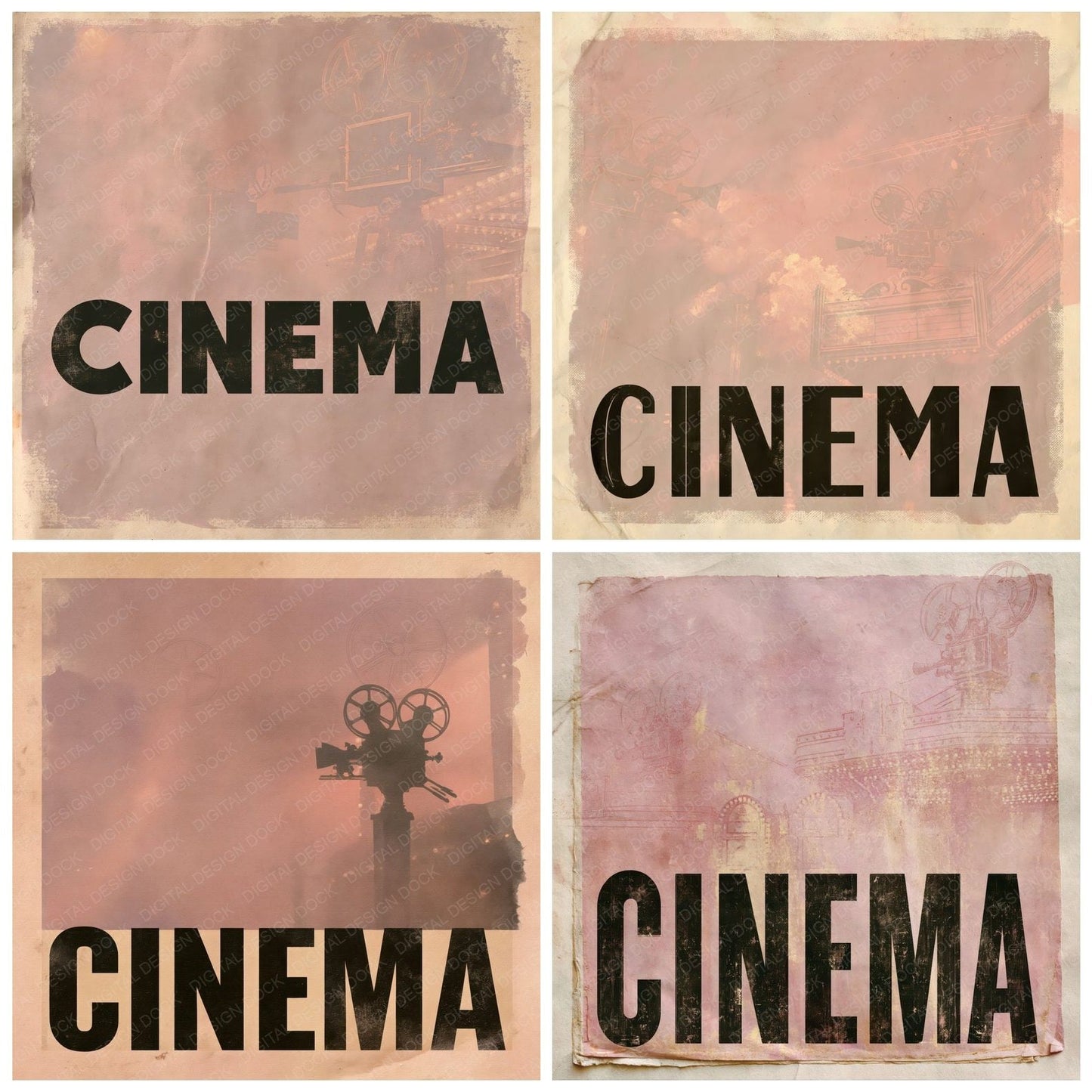 Cinema Reel Plum Champagne Digital Paper Pack (DDD016372)