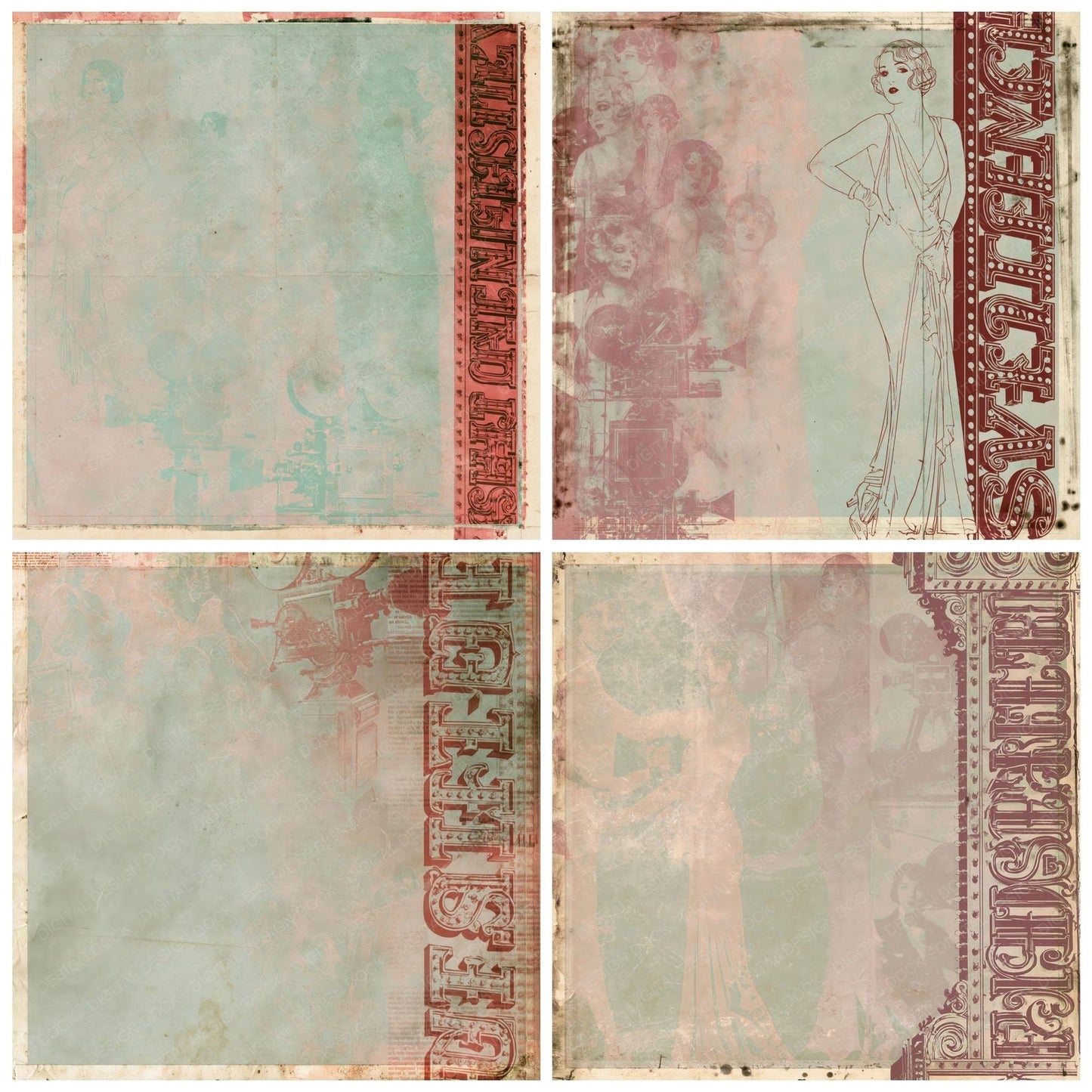 Cinema Silent Sage Burgundy Digital Paper Pack (DDD016373)