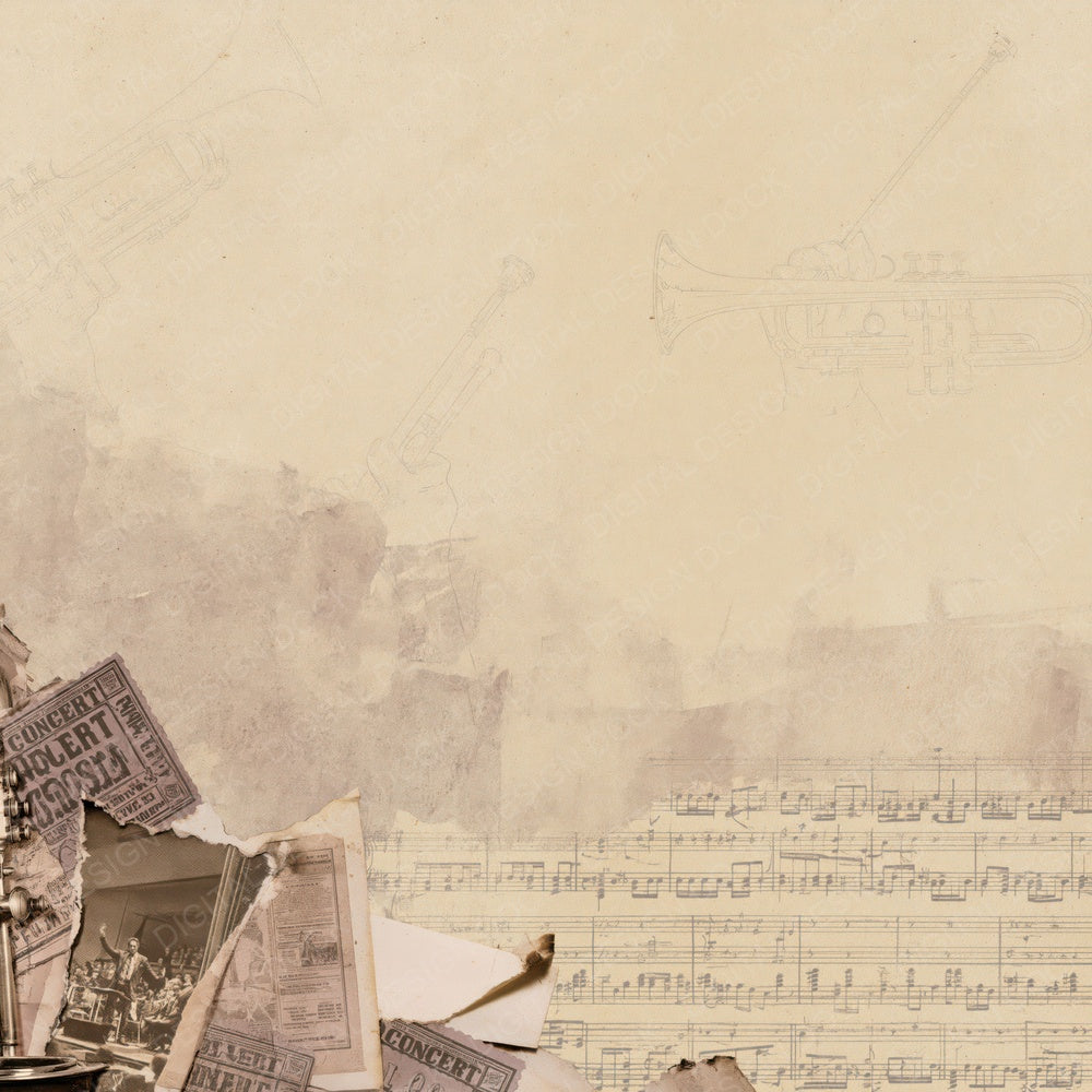 Music Trumpet Aubergine Brass Digital Paper Pack (DDD016376)