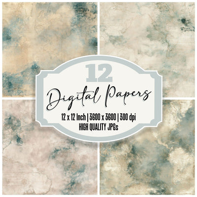 Cartography Compass Ochre Teal Digital Paper Pack (DDD016386)