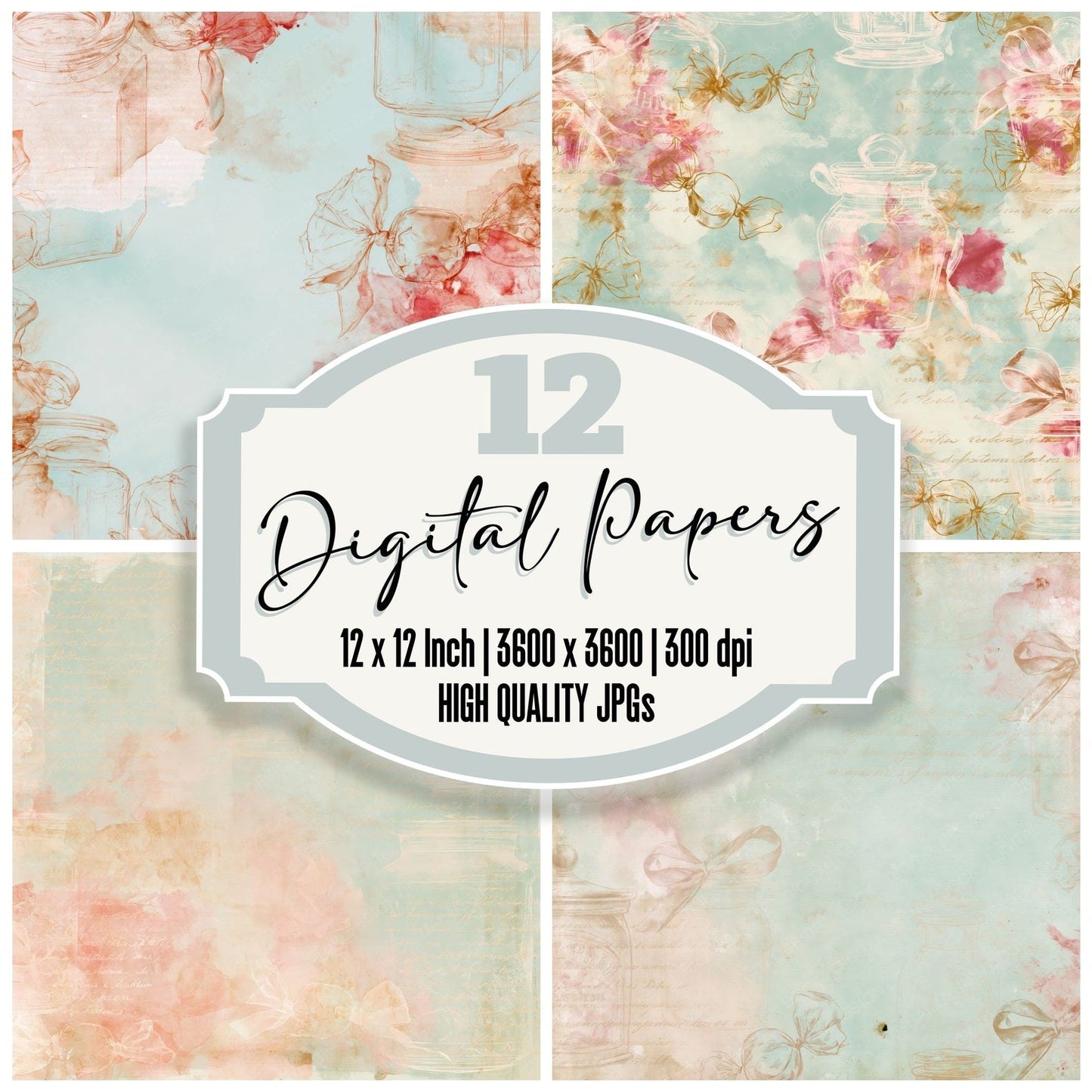 Confectionery Sweet Jar Mint Raspberry Digital Paper Pack (DDD016391)