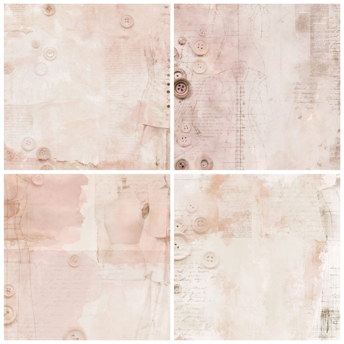 Fashion Pattern Champagne Rose Digital Paper Pack (DDD016396)