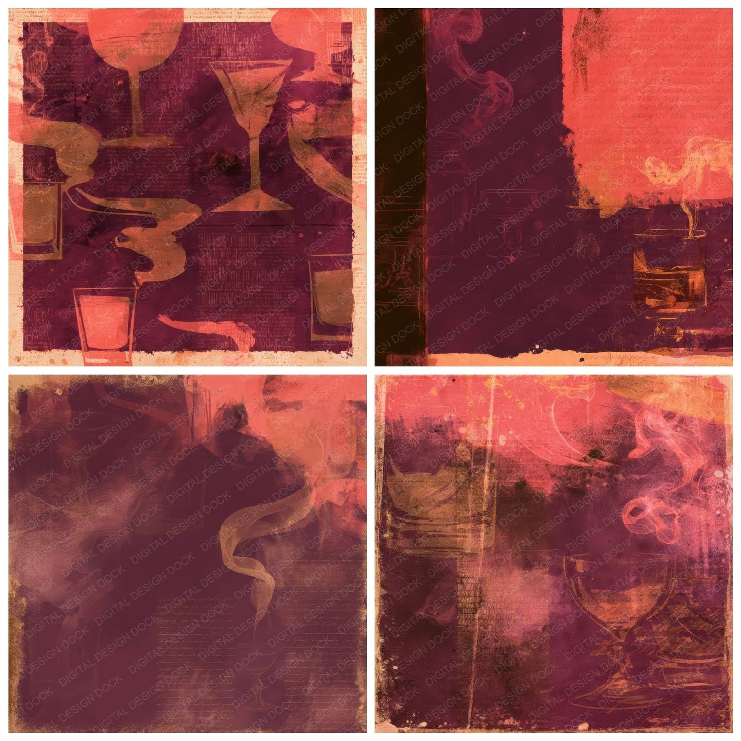 Jazz Whisky Aubergine Coral Digital Paper Pack (DDD016415)