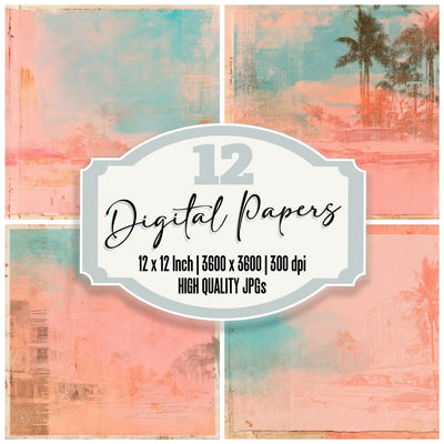 Surf Motel Flamingo Aqua Digital Paper Pack (DDD016421)