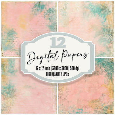 Tropical Pineapple Pink Teal Digital Paper Pack (DDD016424)
